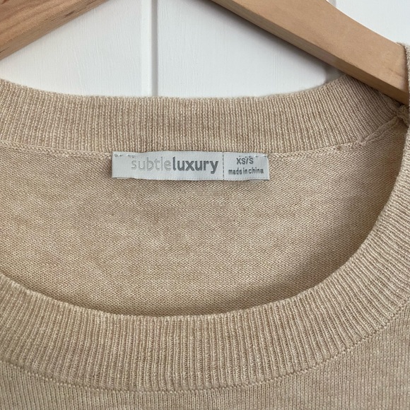 Subtle Luxury Tan Natural Jane Sweater "Beach Please" Embroidery XS / Small - Picture 4 of 6
